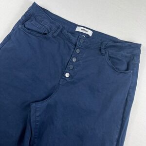 Mica Los Angeles Women's Navy Blue Wide Leg Cropped Jeans Button Fly Size‎ 16W